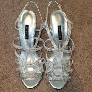FINAL PRICE Silver Metallic Strappy Stiletto Sandals 9